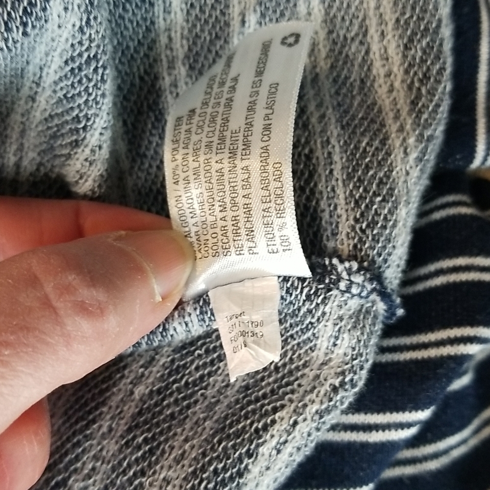 WILD FABLE Navy Striped 3/4 Zip Cropped Hoodie - Picture 9 of 12